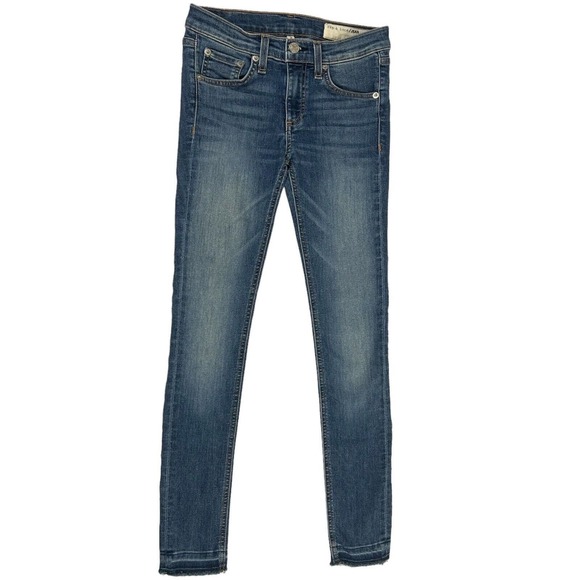 rag & bone Denim - Rag & Bone Ankle Skinny Jeans Women Sz 25 Blue Alembic Distressed Raw Hems USA